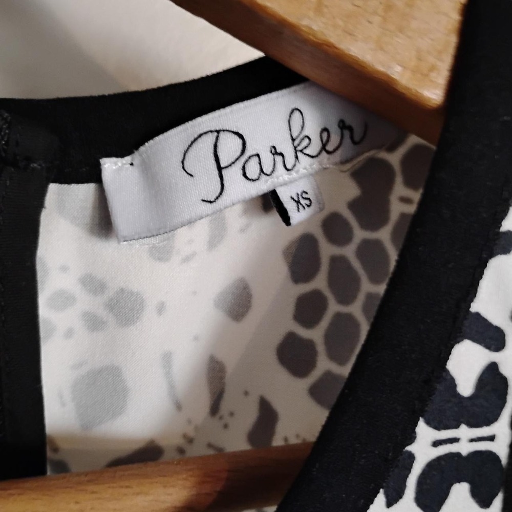 Parker New York Hudson Geometric Cocktail Dress XS Black White Womens Pockets - Picture 6 of 8